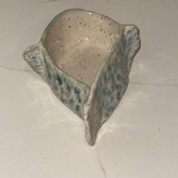 Handcrafted Ceramic Art Bowl - Green and Cream Sea Creature Catch-all Dish - Picture 5 of 7